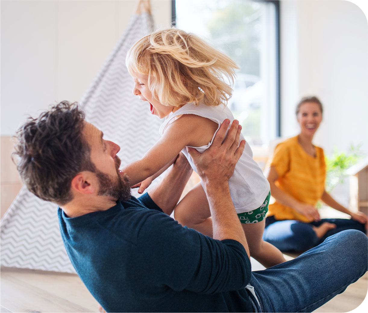 Family enjoying their nice cool home